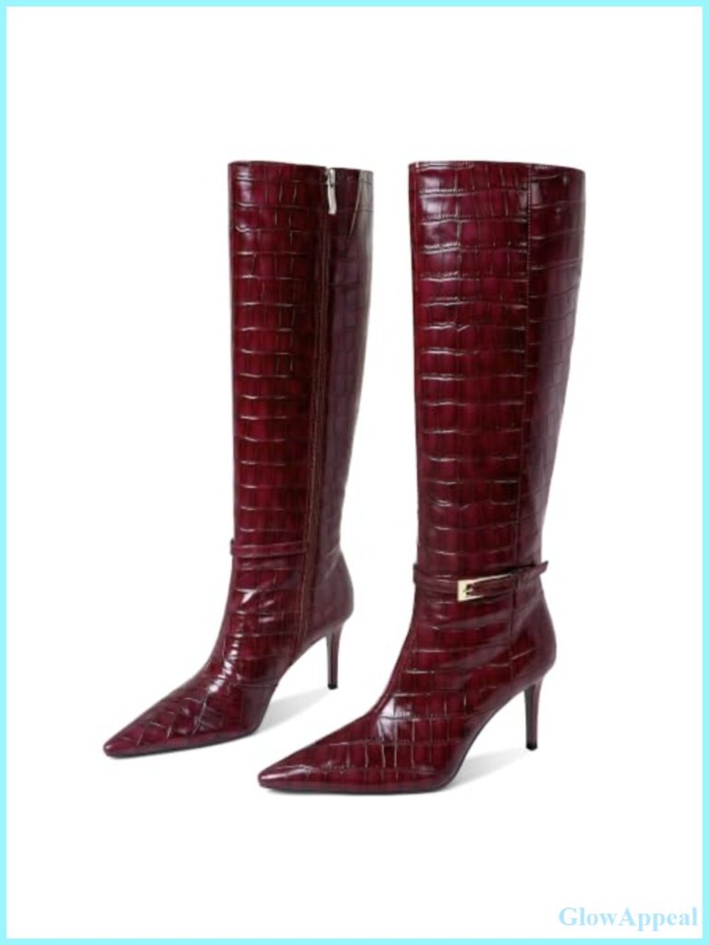 Faux Leather Knee High Stiletto Heel Boots Pointed Toe Women